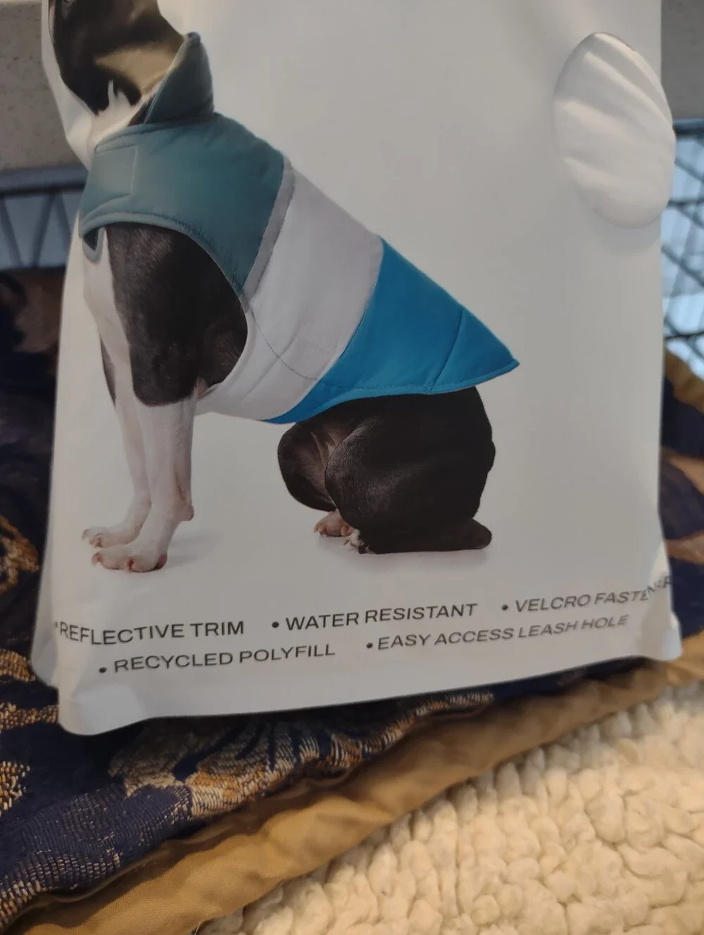 32 Degree Dog Jacket Water Proof XL Blue/White New Still In Package Never Opened